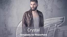 Presentation with graffiti - Presentation design featuring handsome hipster guy with beard and sunglasses standing in front of an urban wall with graffiti concept background and a gray colored foreground