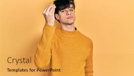  Presentation with italian - Slide deck consisting of handsome-hipster-young-man-wearing background and a gold colored foreground