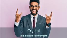  Presentation with music business - PPT layouts with handsome-hispanic-business-man background and a ocean colored foreground