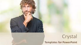  Presentation with catholic - Slides featuring handsome hispanic catholic priest man over isolated background looking confident at the camera with smile with crossed arms and hand raised on chin thinking positive background and a cream colored foreground