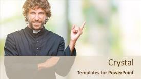  Presentation with catholic peace - Slide set enhanced with handsome hispanic catholic priest man background and a lemonade colored foreground