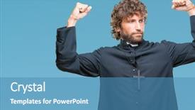 Presentation with army fitness - PPT theme with handsome hispanic catholic priest man background and a teal colored foreground