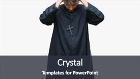  Presentation with catholic - Amazing slide deck having handsome hispanic catholic priest man backdrop and a tawny brown colored foreground