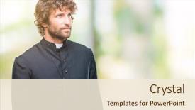  Presentation with catholic - Colorful theme enhanced with handsome hispanic catholic priest man backdrop and a cream colored foreground