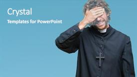  Presentation with catholic - Audience pleasing slides consisting of handsome hispanic catholic priest man backdrop and a teal colored foreground