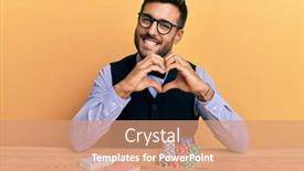  Presentation with poker chips - Audience pleasing theme consisting of handsome-hispanic-croupier-man-sitting backdrop and a coral colored foreground