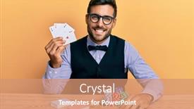  Presentation with standing sitting - Amazing presentation theme having handsome-hispanic-croupier-man-sitting backdrop and a coral colored foreground