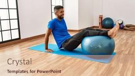  Presentation with pilates - Presentation theme enhanced with handsome-hispanic-man-doing-exercise background and a  colored foreground