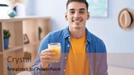  Presentation with looking glass - Presentation design having handsome-hispanic-man-drinking-glass background and a coral colored foreground