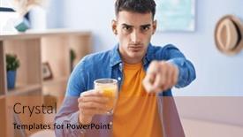  Presentation with drinking glass - PPT theme enhanced with handsome-hispanic-man-drinking-glass background and a red colored foreground