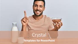  Presentation with almond milk - Slide deck consisting of handsome-hispanic-man-drinking-healthy background and a coral colored foreground