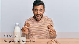  Presentation with chocolate milk - PPT layouts with handsome-hispanic-man-drinking background and a coral colored foreground