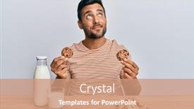  Presentation with chocolate milk - Presentation design featuring handsome-hispanic-man-drinking background and a coral colored foreground