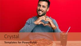  Presentation with romantic love - Slide deck enhanced with handsome-hispanic-man-eating-tasty background and a coral colored foreground