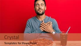  Presentation with eating - Slides featuring handsome-hispanic-man-eating-tasty background and a coral colored foreground