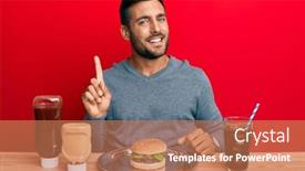  Presentation with soda - Amazing theme having handsome-hispanic-man-eating backdrop and a coral colored foreground