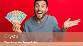  Presentation with australian - Amazing slide deck having handsome-hispanic-man-holding-australian backdrop and a coral colored foreground