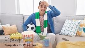  Presentation with supporting - PPT theme with handsome-hispanic-man-holding-ball background and a  colored foreground