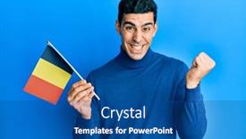  Presentation with belgium - Beautiful presentation theme featuring handsome-hispanic-man-holding-belgium backdrop and a ocean colored foreground