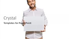  Presentation with blank - Cool new theme with handsome-hispanic-man-holding-blank backdrop and a white colored foreground