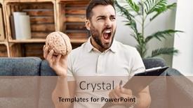  Presentation with psychology anger - Presentation theme enhanced with handsome-hispanic-man-holding-brain background and a coral colored foreground