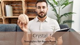  Presentation with brain - Slide set enhanced with handsome-hispanic-man-holding-brain background and a coral colored foreground