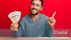  Presentation with canadian - PPT theme having handsome-hispanic-man-holding-canadian background and a ocean colored foreground