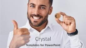  Presentation with cryptocurrency - Theme with handsome-hispanic-man-holding-cardano background and a sky blue colored foreground