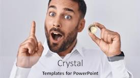  Presentation with cryptocurrency - PPT theme enhanced with handsome-hispanic-man-holding-cardano background and a sky blue colored foreground