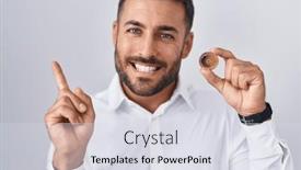  Presentation with cryptocurrency - Presentation design having handsome-hispanic-man-holding-cardano background and a sky blue colored foreground