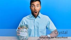  Presentation with charity - Presentation design having handsome-hispanic-man-holding-charity background and a light blue colored foreground