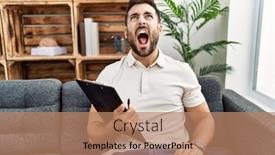  Presentation with psychology anger - Presentation theme consisting of handsome-hispanic-man-holding-clipboard background and a coral colored foreground