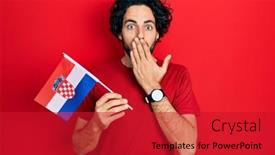  Presentation with croatia - Slides enhanced with handsome-hispanic-man-holding-croatia background and a crimson colored foreground