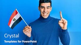  Presentation with gods of egypt - Slide set consisting of handsome-hispanic-man-holding-egypt background and a ocean colored foreground