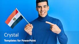  Presentation with egypt - Colorful presentation theme enhanced with handsome-hispanic-man-holding-egypt backdrop and a ocean colored foreground