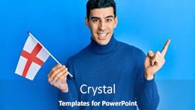  Presentation with england - Amazing presentation design having handsome-hispanic-man-holding-england backdrop and a ocean colored foreground