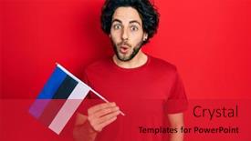  Presentation with mouth - Presentation theme featuring handsome-hispanic-man-holding-estonia background and a crimson colored foreground