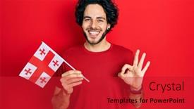  Presentation with hispanic - PPT layouts consisting of handsome-hispanic-man-holding-georgia background and a crimson colored foreground