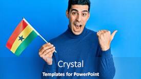  Presentation with ghana flag - Slide deck consisting of handsome-hispanic-man-holding-ghana background and a ocean colored foreground