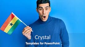  Presentation with ghana flag - PPT layouts having handsome-hispanic-man-holding-ghana background and a ocean colored foreground