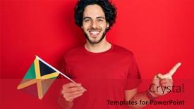  Presentation with jamaica - Theme having handsome-hispanic-man-holding-jamaica background and a crimson colored foreground