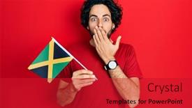  Presentation with jamaica - Theme featuring handsome-hispanic-man-holding-jamaica background and a crimson colored foreground