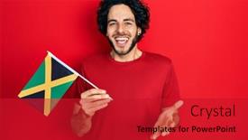  Presentation with jamaica - Slide set featuring handsome-hispanic-man-holding-jamaica background and a crimson colored foreground
