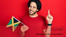  Presentation with jamaica - PPT layouts featuring handsome-hispanic-man-holding-jamaica background and a crimson colored foreground