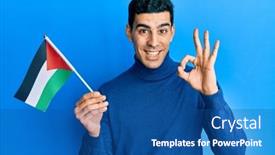  Presentation with hispanic - Slide set featuring handsome-hispanic-man-holding-jordania background and a  colored foreground