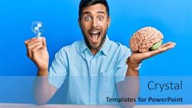  Presentation with inspiration - Theme with handsome-hispanic-man-holding-lightbulb background and a light blue colored foreground
