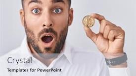  Presentation with litecoin - Presentation enhanced with handsome-hispanic-man-holding-litecoin background and a sky blue colored foreground