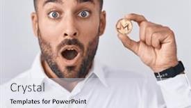  Presentation with cryptocurrency - PPT layouts with handsome-hispanic-man-holding-monero background and a sky blue colored foreground