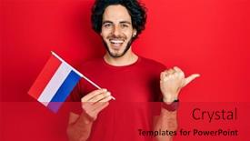  Presentation with mouth - PPT layouts with handsome-hispanic-man-holding-netherlands background and a crimson colored foreground