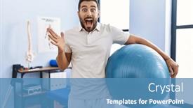  Presentation with pilates - Slide deck consisting of handsome-hispanic-man-holding-pilates background and a teal colored foreground